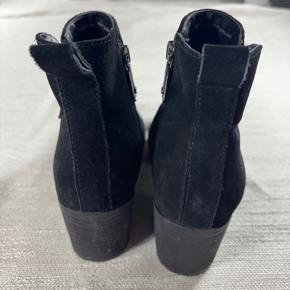Blondo Waterproof Black Suede Block Heel Ankle Boots Classic Womens Size 8.5M - Picture 9 of 10